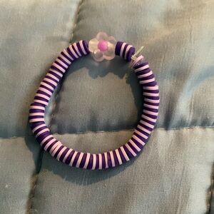 Cute light, purple, dark, purple, flower, clay, be bracelet
